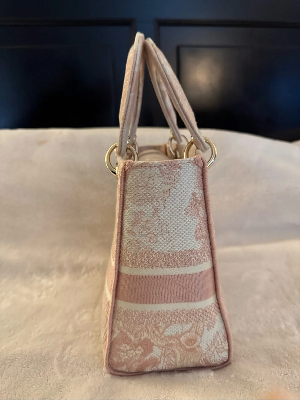 Christian Dior Pink Toile de Jouy Book Tote Bag w/ Strap & Dust Bag EUC